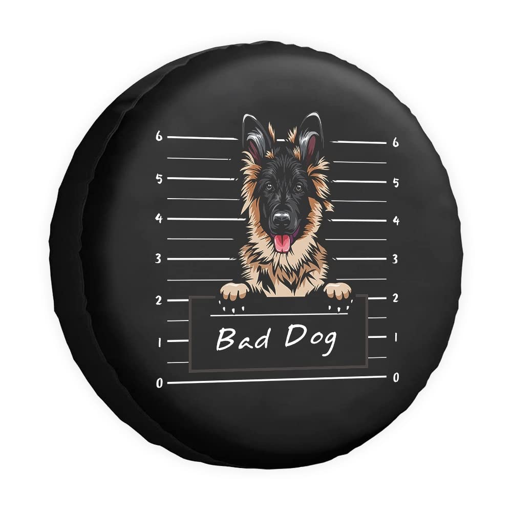 Bad Dog Ersatzreifenabdeckung Lovelyan Shepherd Cartoon Haustier Tier Radschutz Abdeckungen Wasserdicht 35,6 cm Radabdeckungen Universal für Anhänger, Wohnmobil, SUV, LKW, Camper, Reiseanhänger von dfjdhegj