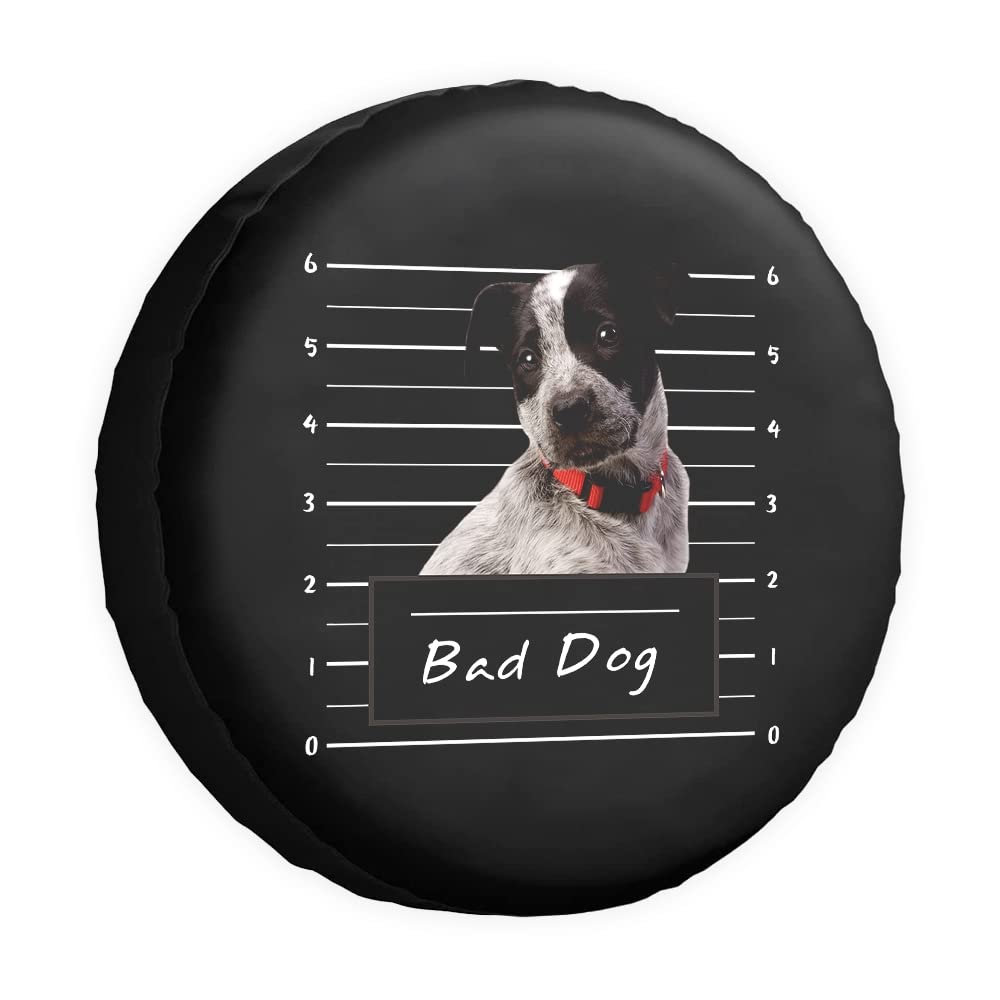 Blue Heeler Hunde-Ersatzreifenabdeckung für Bad Dog Pet Animal Wheel Protectors Covers Wasserdicht 38,1 cm Radabdeckungen Universal für Anhänger, Wohnmobil, SUV, LKW, Camper, Reiseanhänger von dfjdhegj