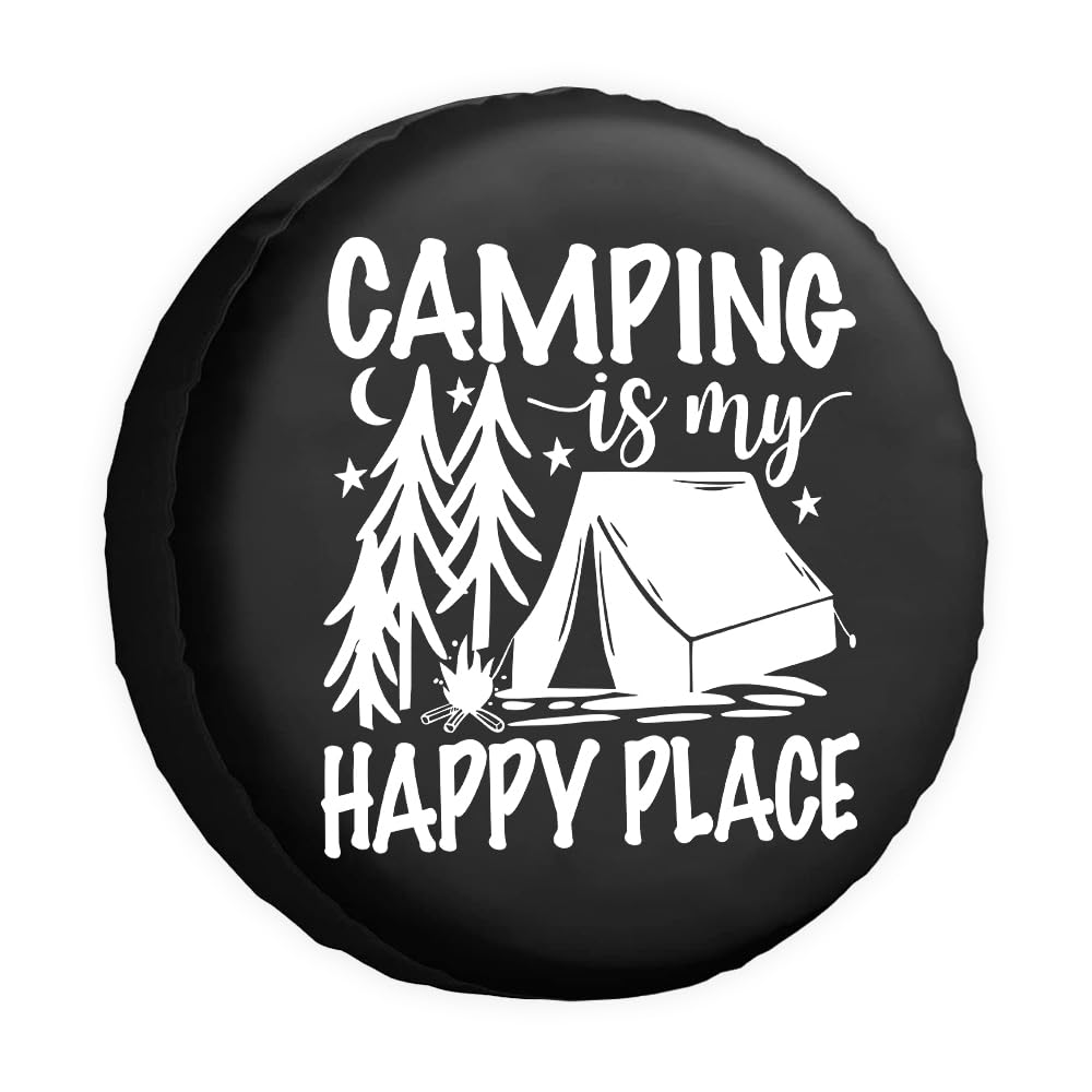 Camping is My Happy Place Ersatzreifenabdeckung für Wohnmobil, SUV, LKW, Wohnmobil, Reiseanhänger, 40,6 cm (16 Zoll) von dfjdhegj