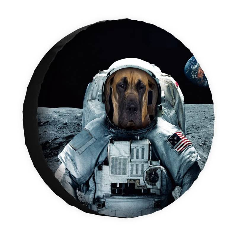 Deutsche Dogge Astronauten-Ersatzreifenabdeckung, Radschutz, wasserdicht, 35,6 cm (14 Zoll), universell für Anhänger, Wohnmobil, SUV, LKW, Wohnmobil, Reiseanhänger von dfjdhegj