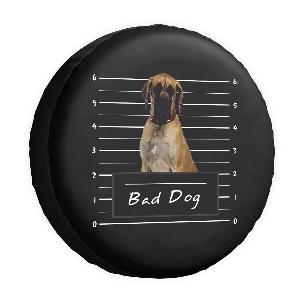 Deutsche Dogge Hund Ersatzreifenabdeckung Bad Dog Pet Animal Wheel Protectors Covers Wasserdicht 35,6 cm Radabdeckungen Universal für Anhänger, Wohnmobil, SUV, LKW, Camper, Reiseanhänger von dfjdhegj