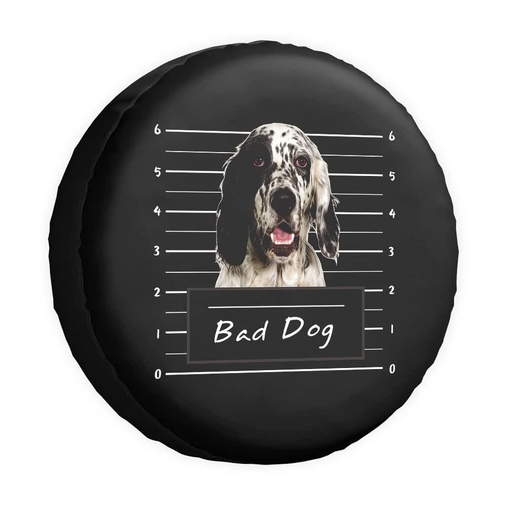 English Setter Hunde-Ersatzreifenabdeckung für Bad Dog Pet Animal Wheel Protectors Covers Wasserdicht 38,1 cm Radabdeckungen Universal für Anhänger, Wohnmobil, SUV, LKW, Camper, Reiseanhänger von dfjdhegj