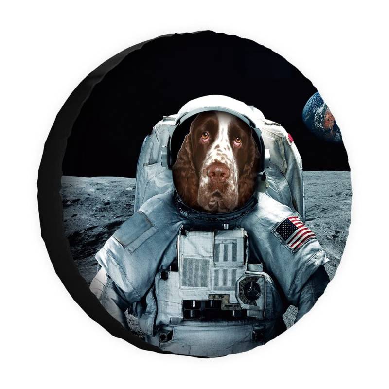 English Springer Spaniel Hund Astronaut Ersatzreifenabdeckung Radschutz Abdeckungen Wasserdicht 43,2 cm Radabdeckungen Universal für Anhänger, Wohnmobil, SUV, LKW, Camper, Reiseanhänger von dfjdhegj