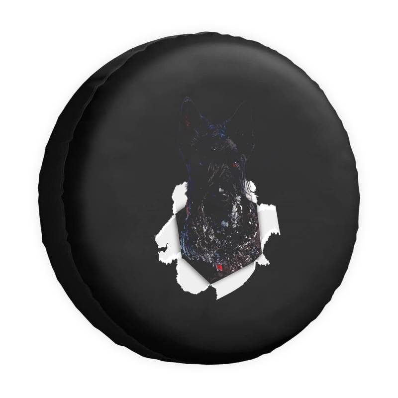 Funny Dog Spare Tire Cover Black Scottish Terrier Tear Paper Pet Lover Wheel Protectors Covers 17 Inch Universal for Trailer RV SUV Truck Camper Travel Trailers von dfjdhegj