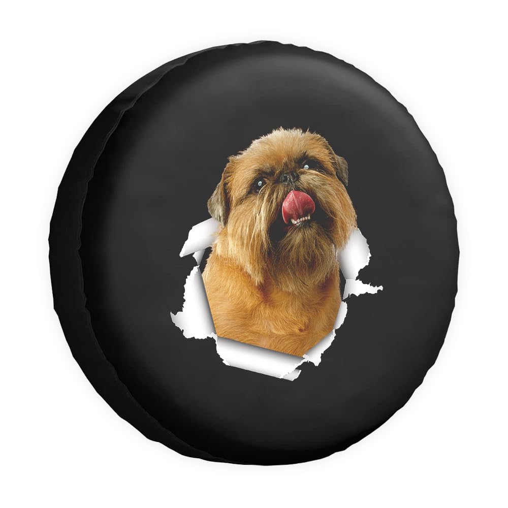 Funny Dog Spare Tire Cover Brüssel Griffon Tear Paper Pet Lover Wheel Protectors Covers 16 Inch Universal for Trailer RV SUV Truck Camper Travel Trailers von dfjdhegj