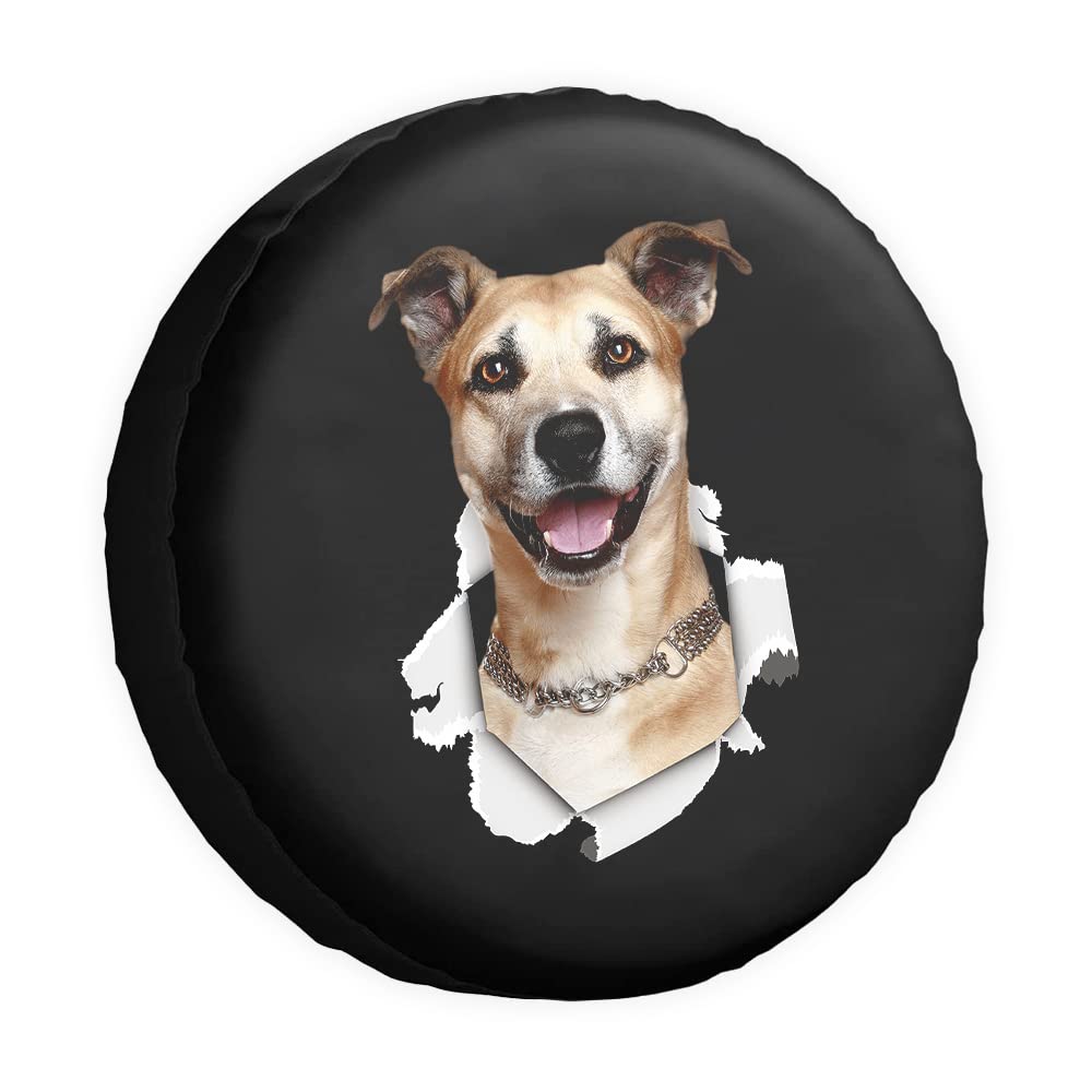 Funny Pet Ersatzreifenabdeckung Staffie Hund Tear Paper Wheel Protectors CoversProof 14 Inch Wheel Covers Universal for Trailer RV SUV Truck Camper Travel Trailers von dfjdhegj