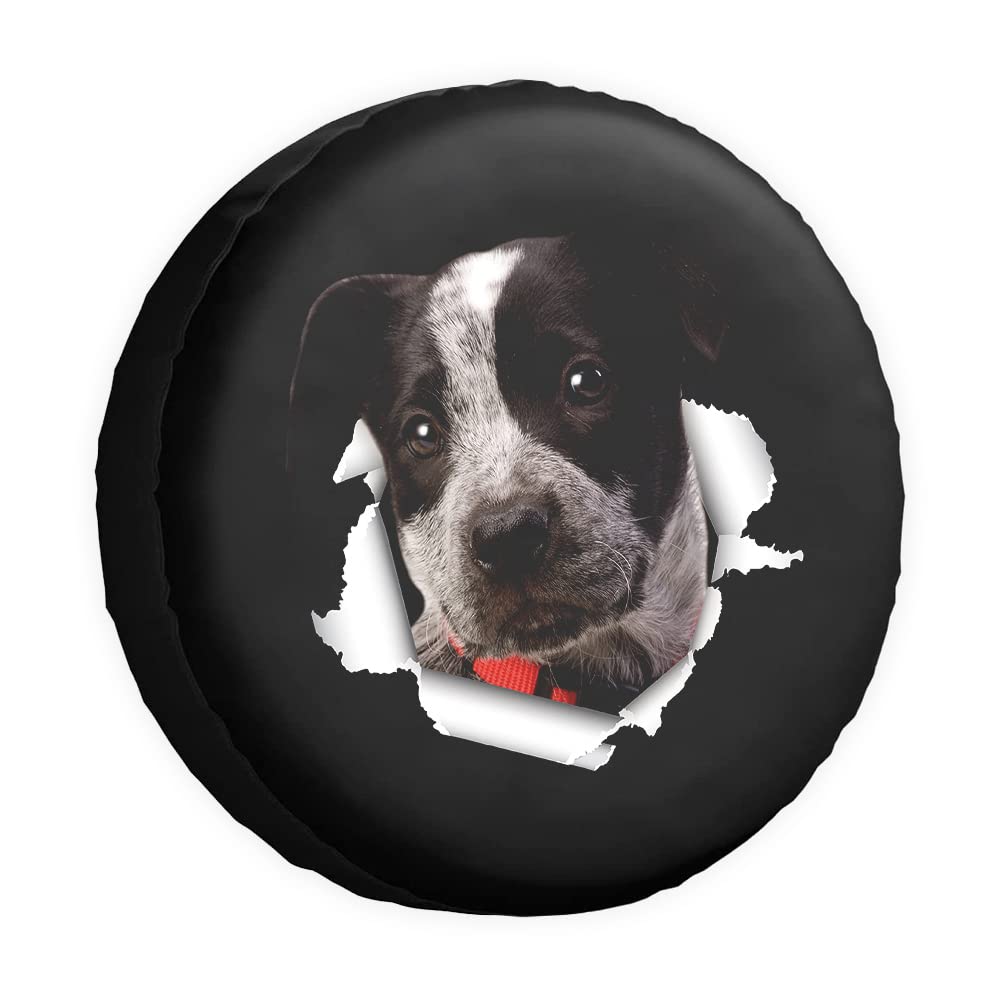 Funny Pet Spare Tire Cover Blue Heeler Dog Tear Paper Wheel Protectors CoversProof 15 Inch Wheel Covers Universal for Trailer RV SUV Truck Camper Travel Trailers von dfjdhegj