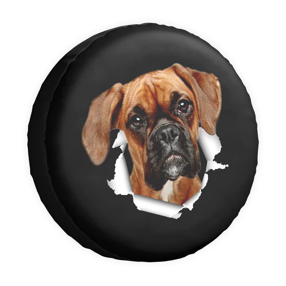 Funny Pet Spare Tire Cover Boxer Dog Tear Paper Wheel Protectors CoversProof 14 Inch Wheel Covers Universal for Trailer RV SUV Truck Camper Travel Trailers von dfjdhegj