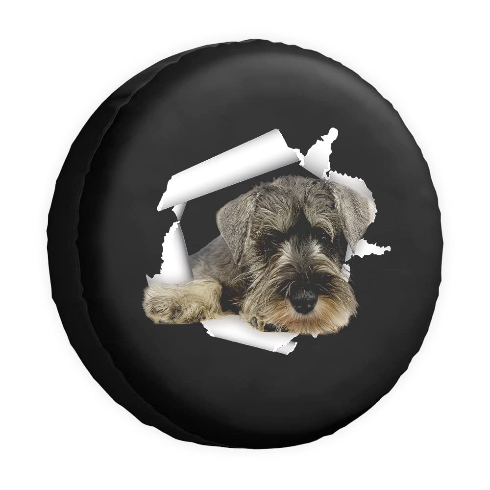 Funny Pet Spare Tire Cover Cute Schnauzer Dog Tear Paper Wheel Protectors CoversProof 14 Inch Wheel Covers Universal for Trailer RV SUV Truck Camper Travel Trailers von dfjdhegj