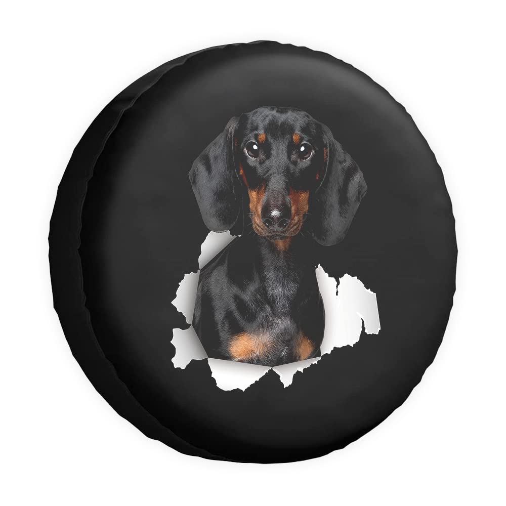 Funny Pet Spare Tire Cover Dackel Dog Tear Paper Wheel Protectors CoversProof 17 Inch Wheel Covers Universal for Trailer RV SUV Truck Camper Travel Trailers von dfjdhegj