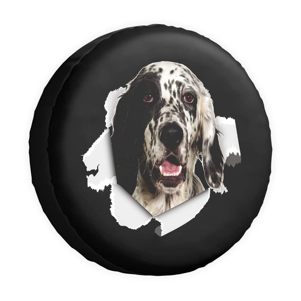 Funny Pet Spare Tire Cover English Setter Dog Tear Paper Wheel Protectors CoversProof 15 Inch Wheel Covers Universal for Trailer RV SUV Truck Camper Travel Trailers von dfjdhegj