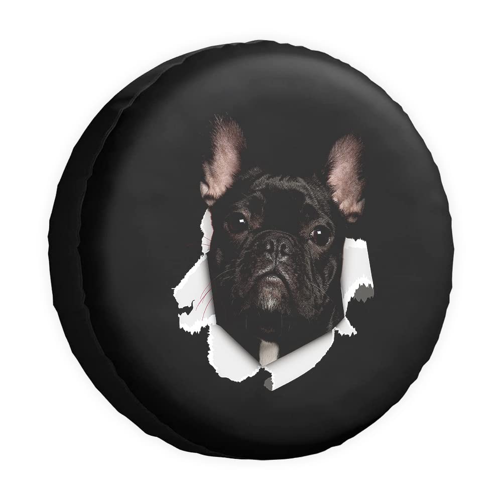 Funny Pet Spare Tire Cover French Bulldog Dog Tear Paper Wheel Protectors CoversProof 14 Inch Wheel Covers Universal for Trailer RV SUV Truck Camper Travel Trailers von dfjdhegj