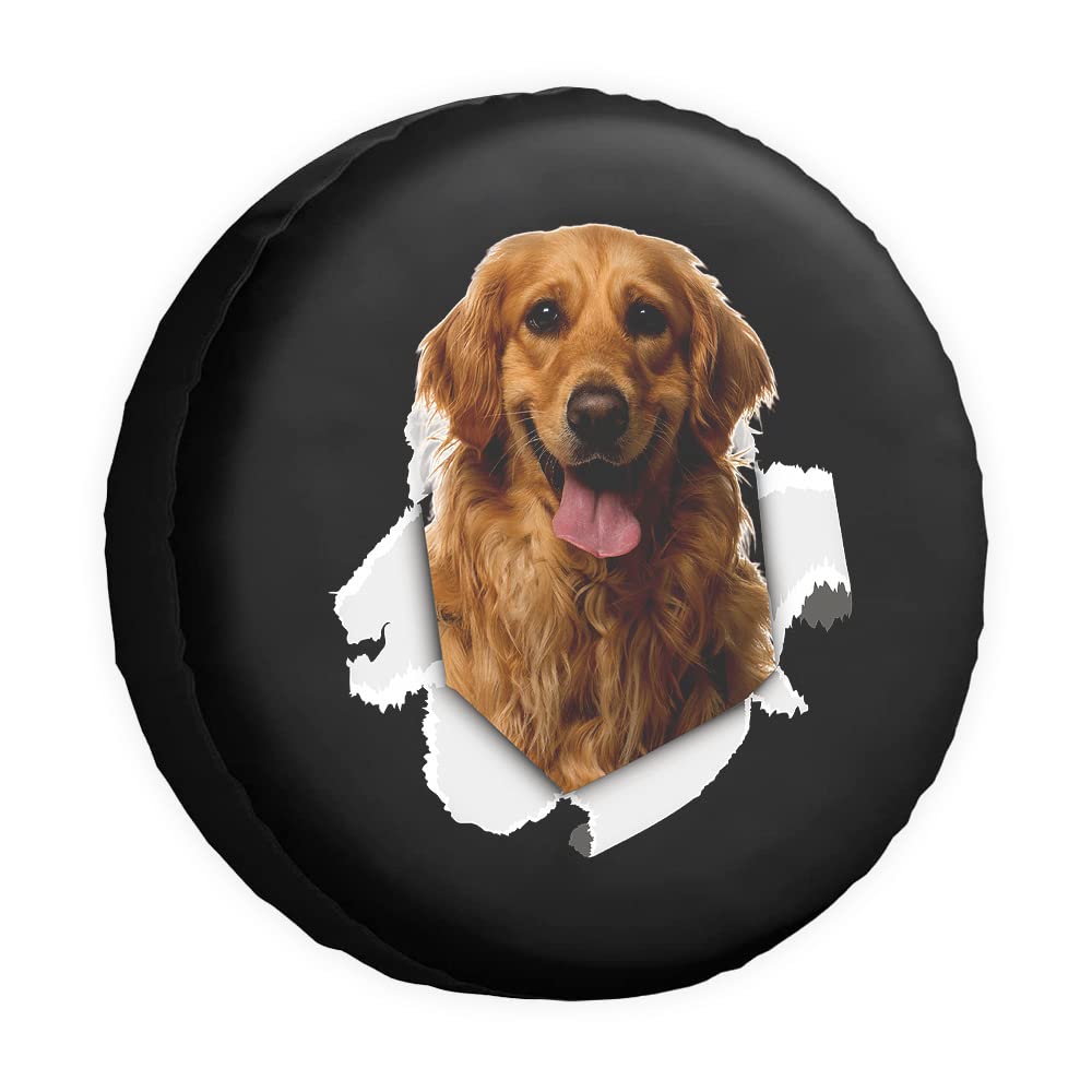 Funny Pet Spare Tire Cover Lovely Retriever Dog Tear Paper Wheel Protectors CoversProof 17 Inch Wheel Covers Universal for Trailer RV SUV Truck Camper Travel Trailers von dfjdhegj