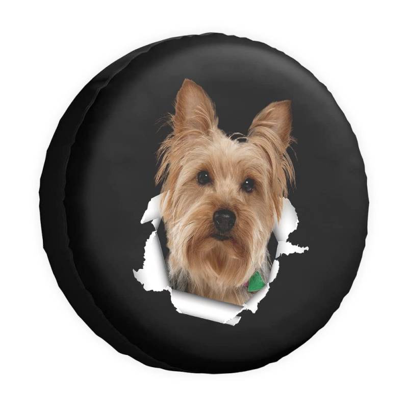 Funny Pet Spare Tire Cover Lovely Yorkie Dog Tear Paper Wheel Protectors CoversProof 15 Inch Wheel Covers Universal for Trailer RV SUV Truck Camper Travel Trailers von dfjdhegj