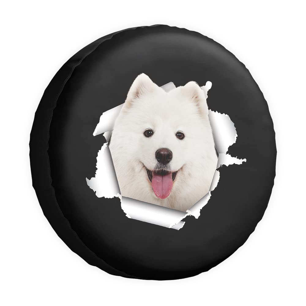 Funny Pet Spare Tire Cover Samoyed Dog Tear Paper Wheel Protectors CoversProof 14 Inch Wheel Covers Universal for Trailer RV SUV Truck Camper Travel Trailers von dfjdhegj