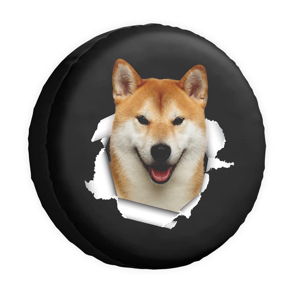 Funny Pet Spare Tire Cover Shiba Inu Dog Tear Paper Wheel Protectors CoversProof 16 Inch Wheel Covers Universal for Trailer RV SUV Truck Camper Travel Trailers von dfjdhegj