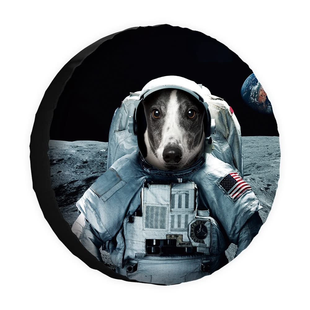 Grey Hound Hund Astronaut Ersatzreifenabdeckung Radschutz Abdeckungen Wasserdicht 38,1 cm Radabdeckungen Universal für Anhänger, Wohnmobil, SUV, LKW, Camper, Reiseanhänger von dfjdhegj