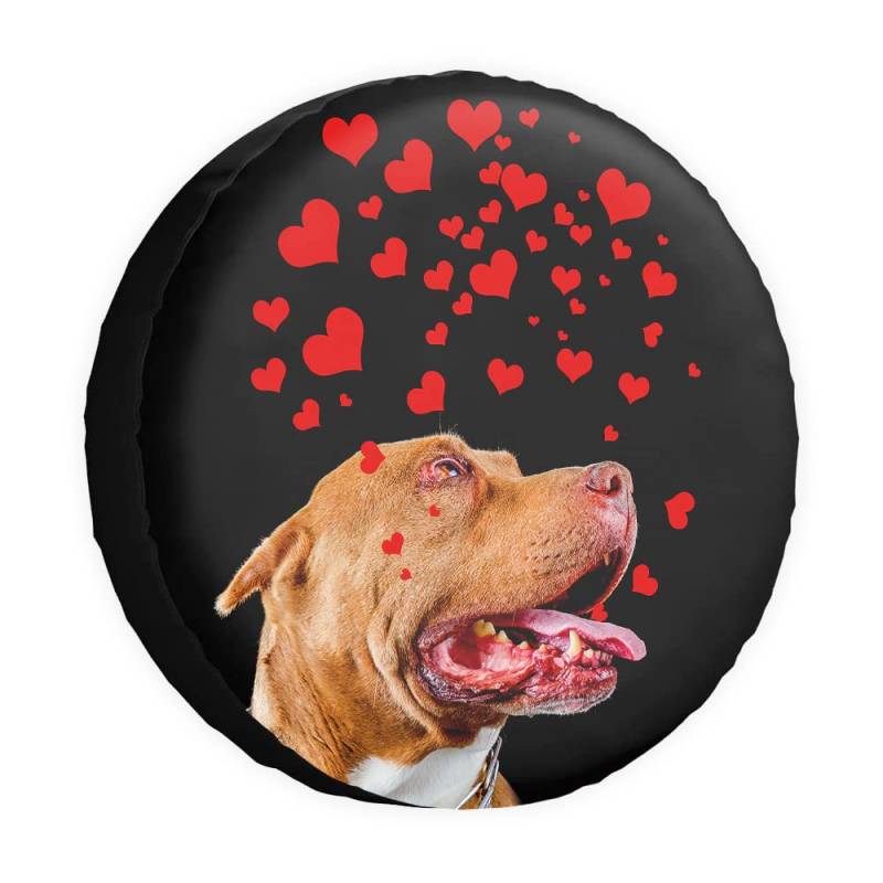 Love Hearts Ersatzreifenabdeckung Hund Treue Radschützer Abdeckungen Proof 40,6 cm Radabdeckungen Universal für Anhänger, Wohnmobil, SUV, LKW, Camper, Reiseanhänger von dfjdhegj