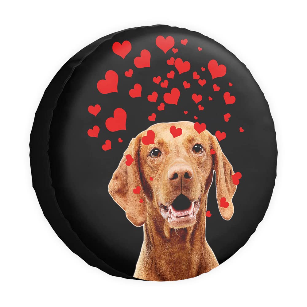 Love Hearts Ersatzreifenabdeckung Hund Vizsla Radschutz Abdeckungen Proof 17 Zoll Radabdeckungen Universal für Anhänger, Wohnmobil, SUV, LKW, Camper, Reiseanhänger von dfjdhegj