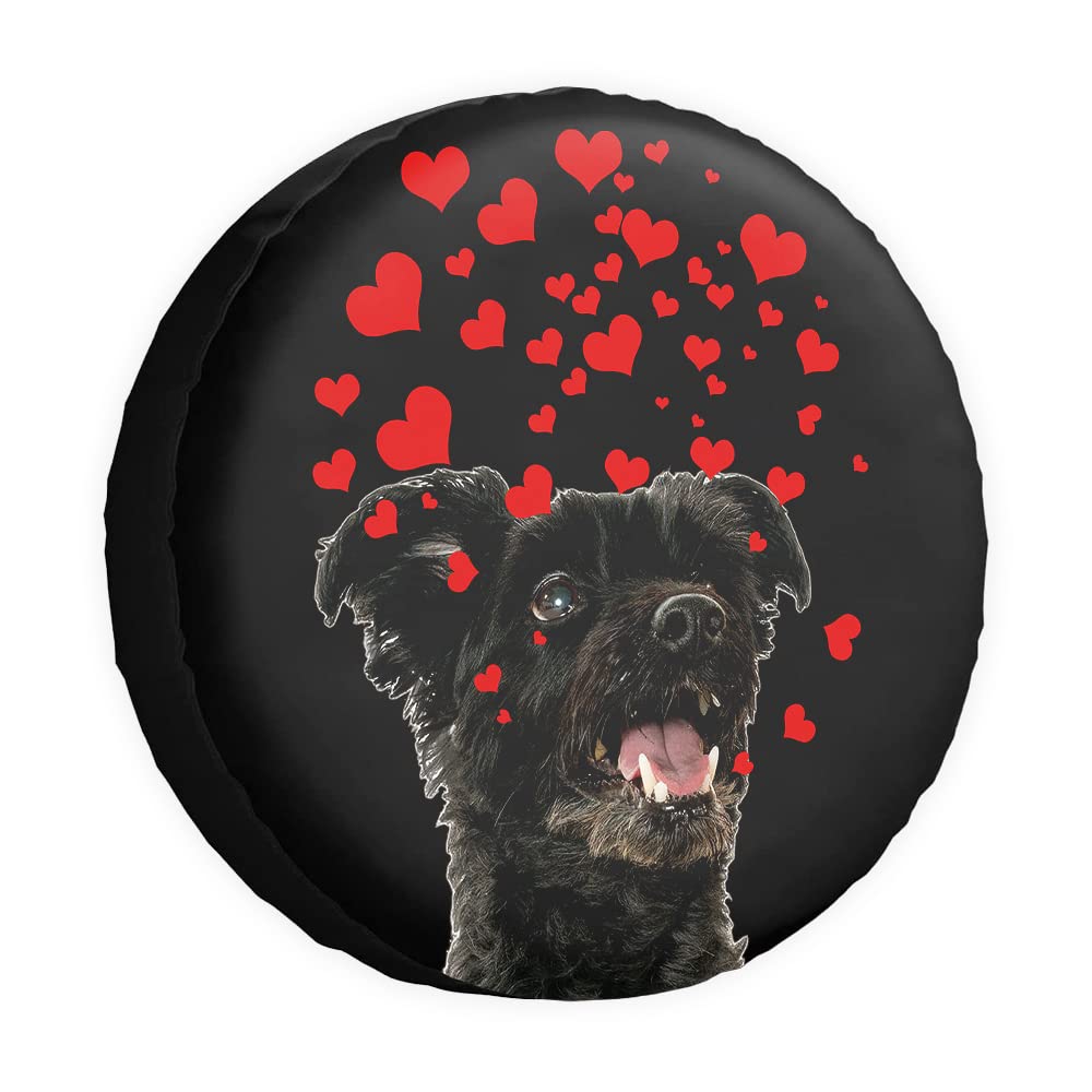 Love Hearts Ersatzreifenabdeckung Hund Yorkie Pudel Radschutz Abdeckungen Proof 38,1 cm Radabdeckungen Universal für Anhänger, Wohnmobil, SUV, LKW, Camper, Reiseanhänger von dfjdhegj