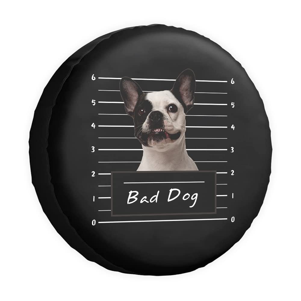 Lovely French Bulldog Reserveradabdeckung Bad Dog Pet Animal Wheel Protectors Covers Waterproof 15 Inch Wheel Covers Universal for Trailer RV SUV Truck Camper Travel Trailers von dfjdhegj