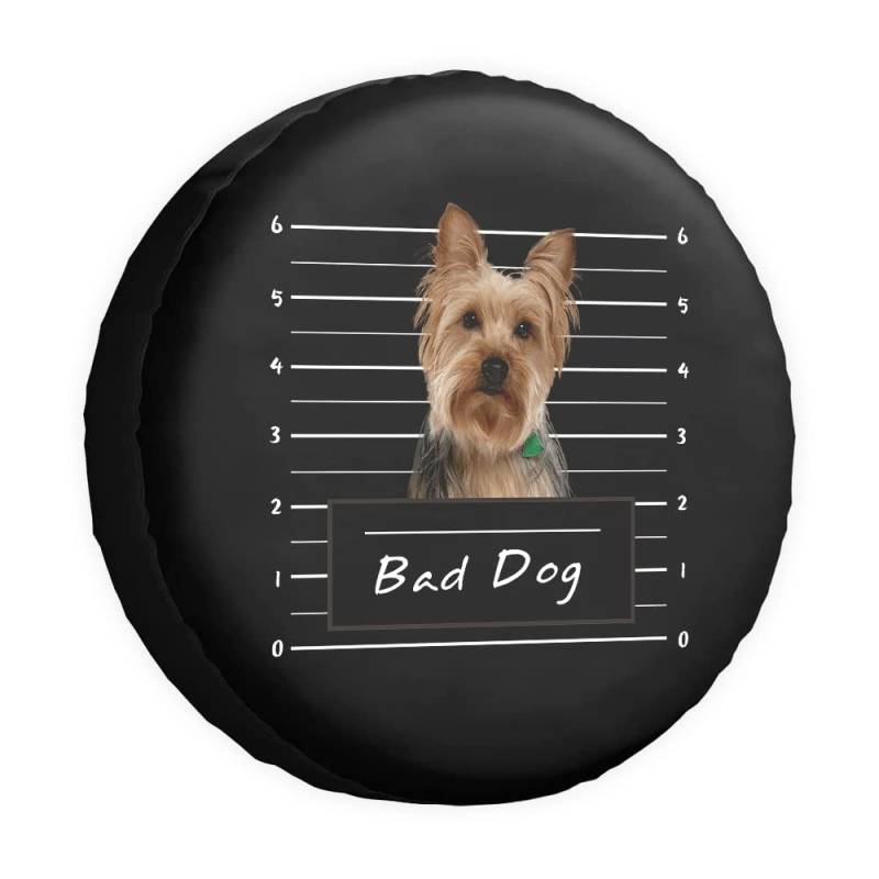 Lovely Yorkie Dog Spare Tire Cover Bad Dog Pet Animal Wheel Protectors Covers Waterproof 16 Inch Wheel Covers Universal for Trailer RV SUV Truck Camper Travel Trailers von dfjdhegj