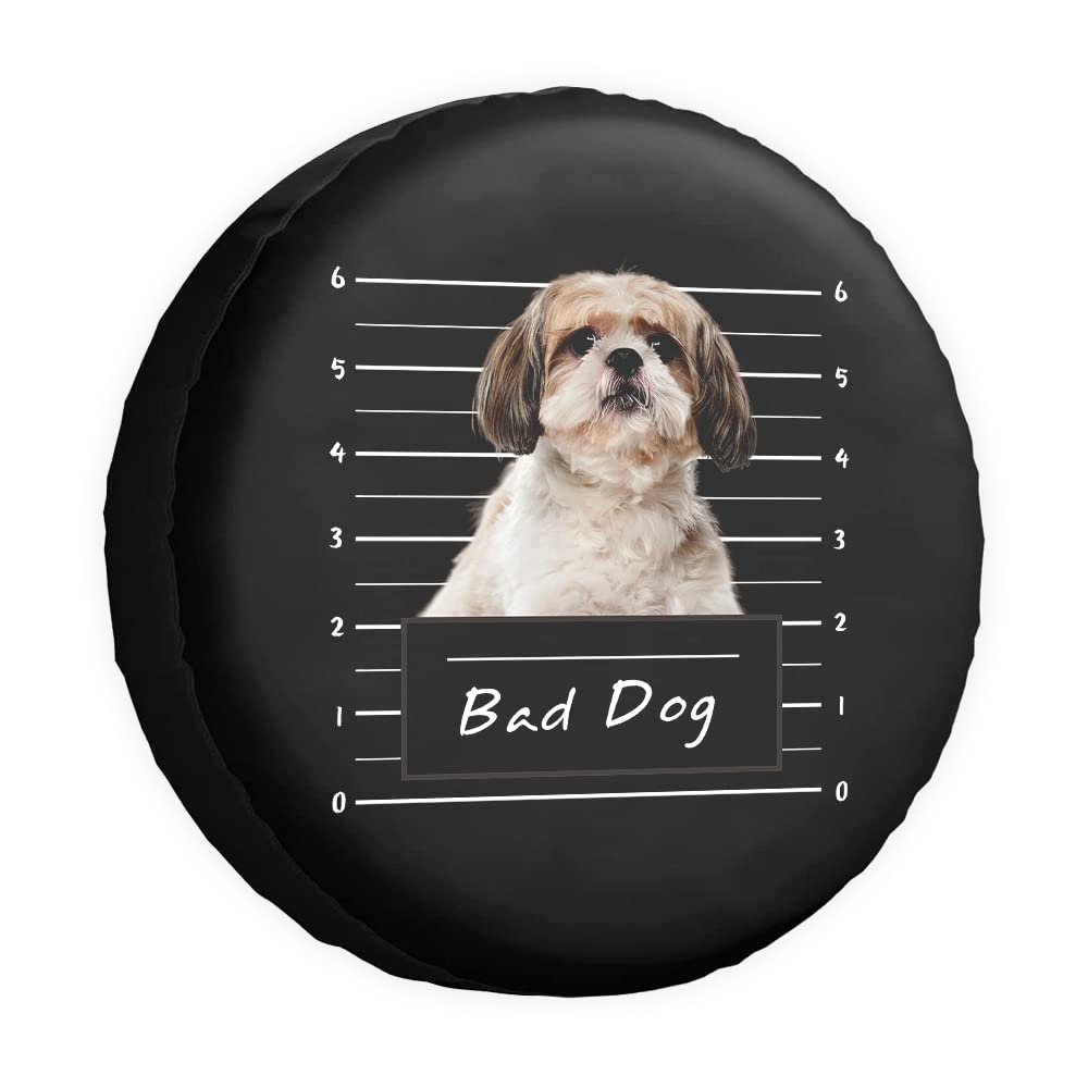 Shih Tzu Hunde-Ersatzreifenabdeckung für Hunde, wasserdicht, 35,6 cm (14 Zoll), universell für Anhänger, Wohnmobil, SUV, LKW, Wohnmobil, Reiseanhänger von dfjdhegj