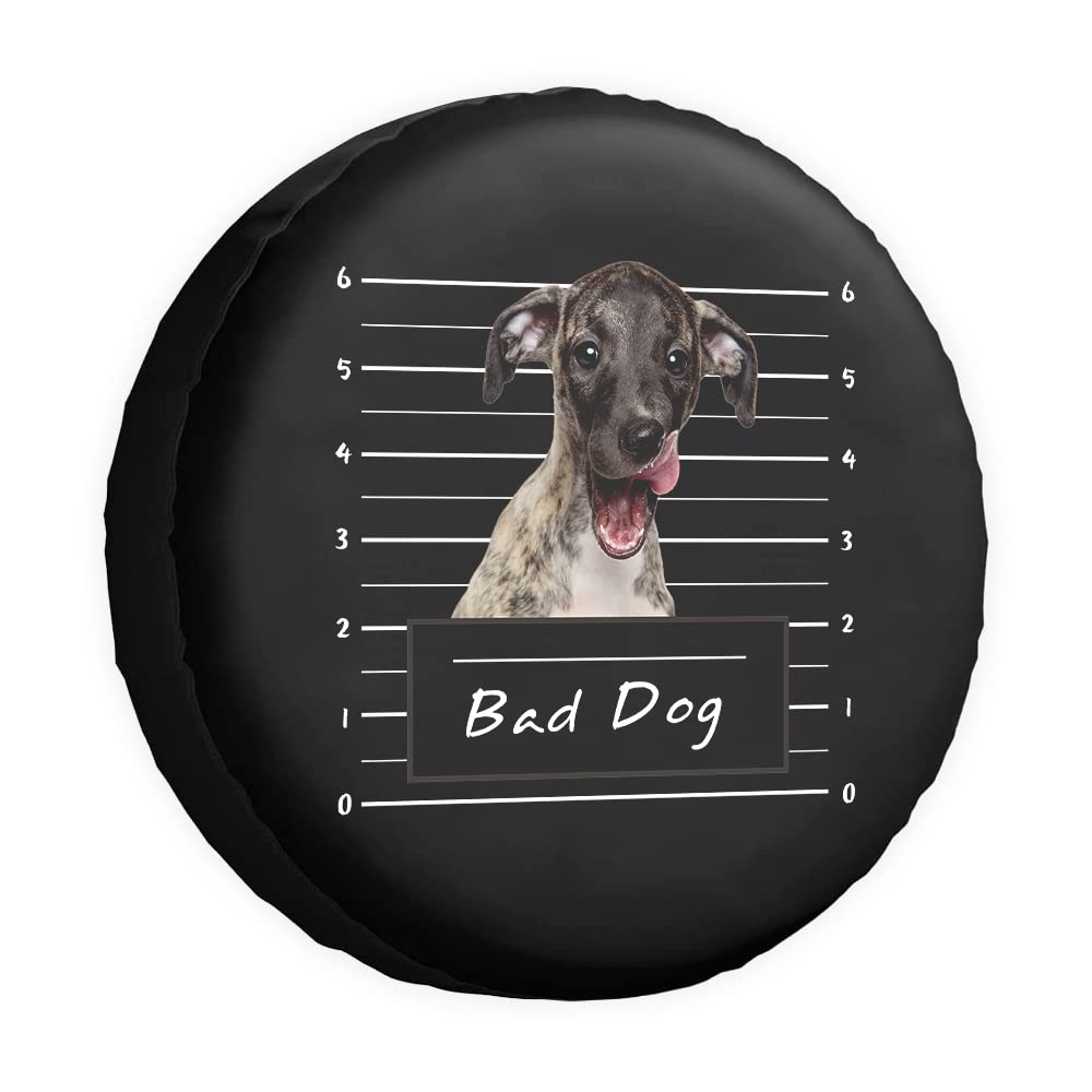 Whippet Dog Reserveradabdeckung Bad Dog Pet Animal Wheel Protectors Covers Waterproof 17 Inch Wheel Covers Universal for Trailer RV SUV Truck Camper Travel Trailers von dfjdhegj