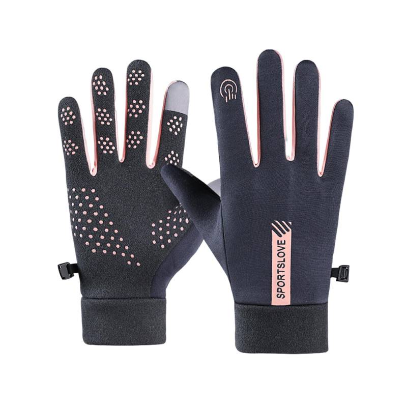 diwedaso Rutschfeste Motorrad Ski Handschuhe, Griff und Kontrolle mit Vertrauen, Nylon Touchscreen, winddicht, Sport, Angeln, Fahren, Damen grau rosa von diwedaso