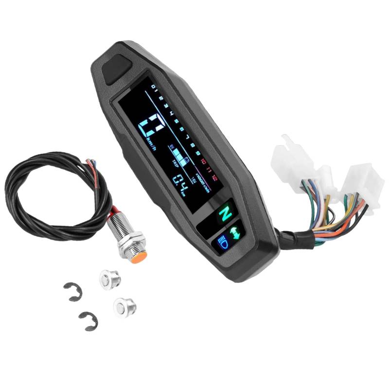 dwxnauixl Digitaler Motorrad Tachometer, Drehzahlmesser, einfache Tasteneingabesteuerung, digitaler Motorrad Tachometer, ABS, Universal von dwxnauixl