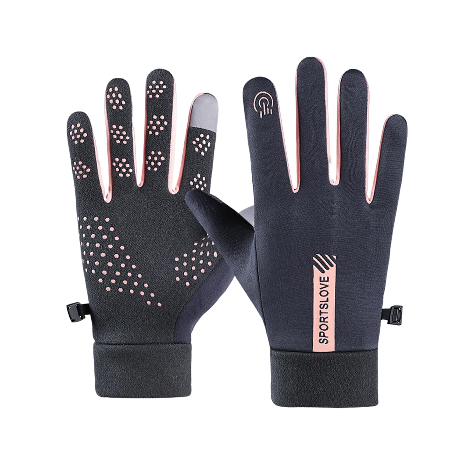 dwxnauixl Wasserdichte Winterhandschuhe für Damen bleiben warm und trocken mit Stil, praktisch und bequem, Zwei Finger Touchscreen Radfahren, Damen grau rosa von dwxnauixl