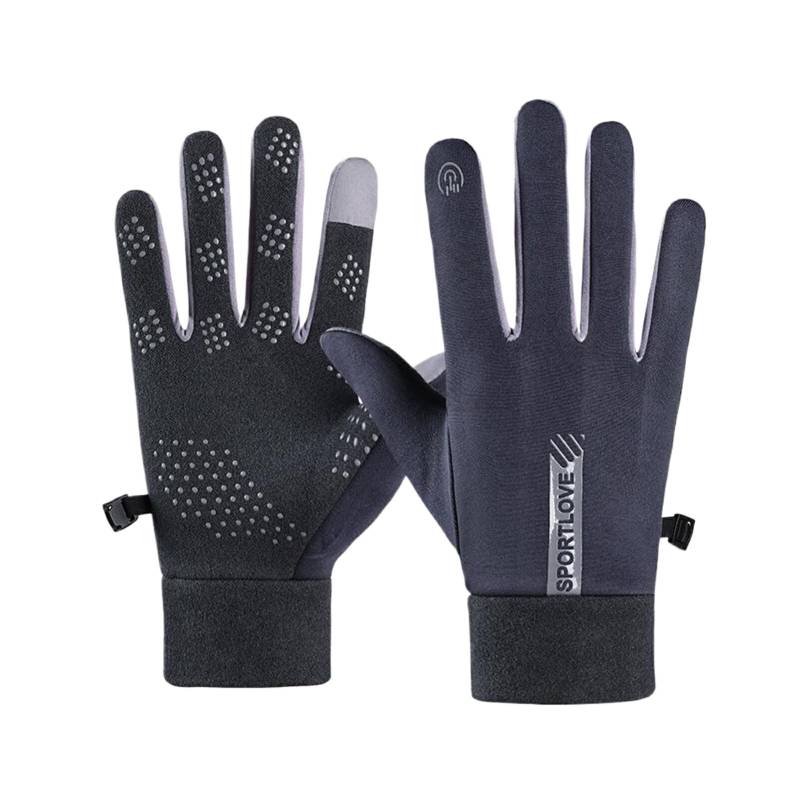 dwxnauixl Wasserdichte Winterhandschuhe für Damen bleiben warm und trocken mit Stil, praktisch und bequem, Zwei Finger Touchscreen Radfahren, Herrengrau von dwxnauixl