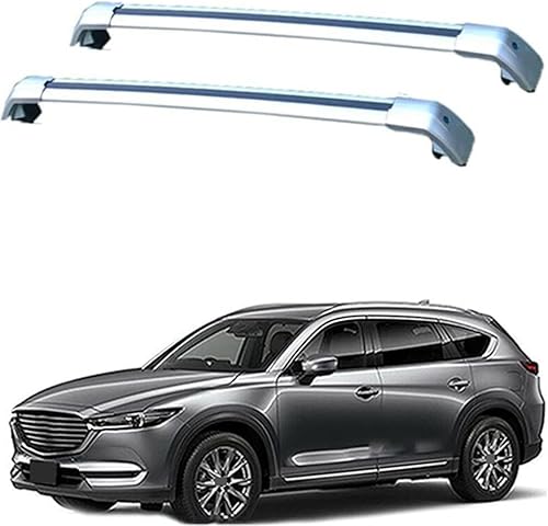 2 Stück Auto Dachträger Gepäckträger für Mazda CX-8 5-dr SUV 2018+, Aluminium Dachgepäckträger Querträger Cargo Gepackträger Relingträger, Auto Zubehör,B/Silver von dzggs