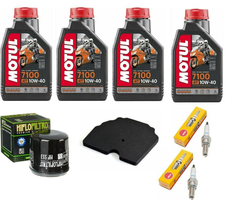 Wartungsset 4L Motul 7100 10W40 Luftfilter Öl Kerzen Benelli TRK 502 / X von e-bikers