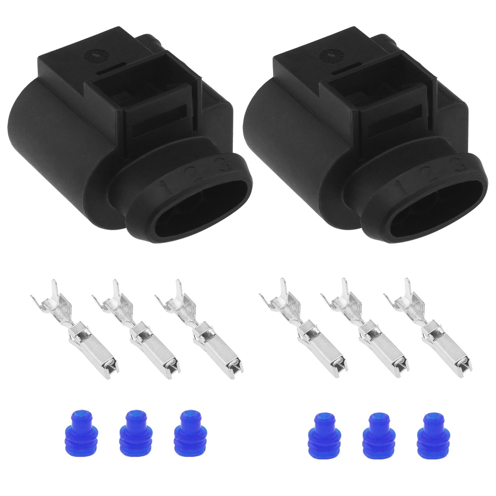 eMagTech 2 Sets 3-polige Kraftstofframpen-Drucksensor-Anschlüsse 4D0971993 Sensorstecker Ersatz kompatibel mit VW, kompatibel mit Audi, kompatibel mit Skoda von eMagTech