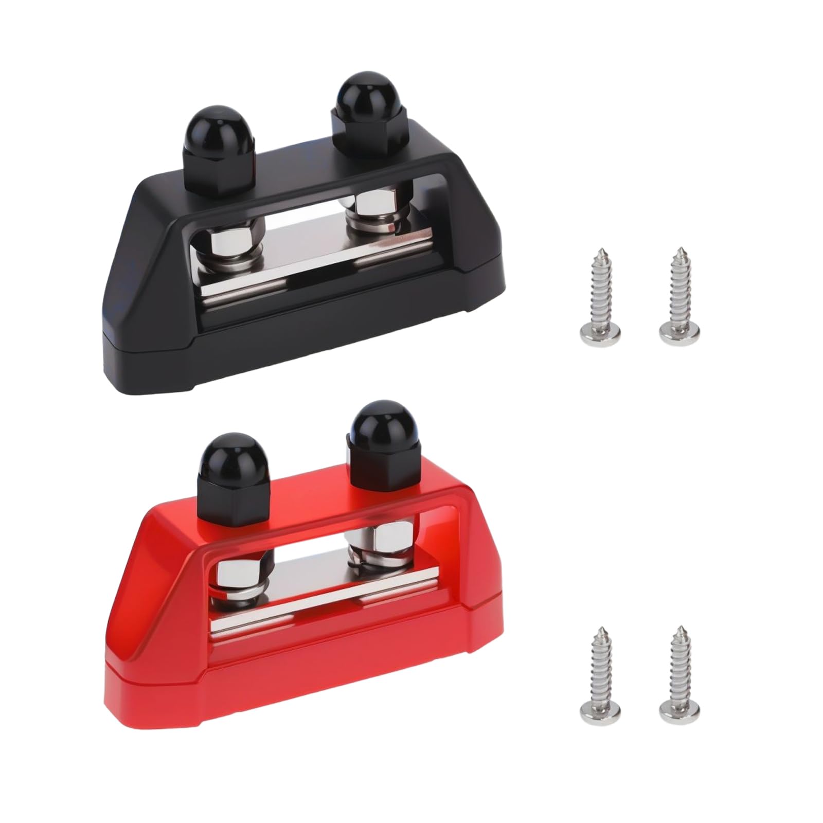 eMagTech 2 Stück M8 Dual Stud Sammelschienen 5/16 Zoll Stromverteilerblock Dual Power Stud Sammelschienenklemme Abzweigung mit Schrauben für Auto Marine Boot Rot und Schwarz von eMagTech