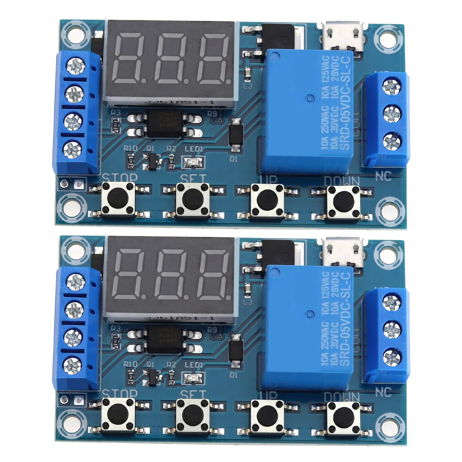 eMagTech 2 Stück Timer-Relais 1-Wege-Relaismodul 6,27 X 3,8 X 1,9 Cm Programmierbares Verzögerungsrelaismodul für Smart-Home-Controller Industrielle Steuerungen Automatisierte Bewässerung von eMagTech