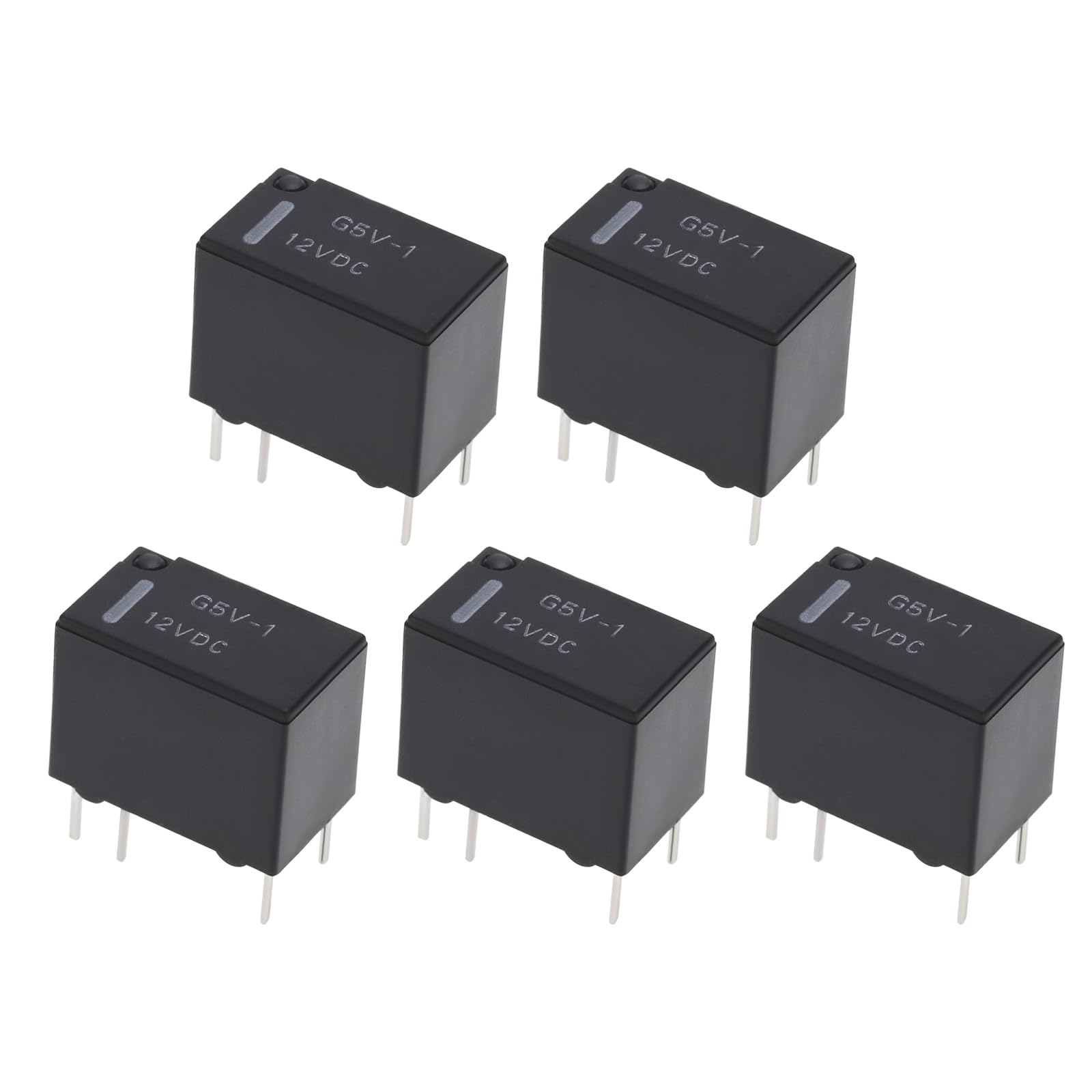 eMagTech 5 Stück G5V-1-DC12V Kleinsignal-Leiterplattenrelais 960Ω Elektromagnetisches Leistungsrelais 6 Pin SPDT-Signalrelais für Anwendung Einschließlich Heimautomatisierung Industrielle Steuerung von eMagTech