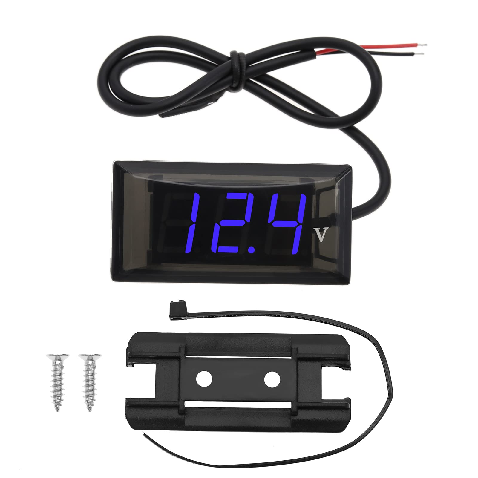 eMagTech DC 12V LED Digitalanzeige Modifiziertes Voltmeter Motorrad Voltmeter Mini Wasserdichtes Voltmeter Zubehör für Auto Motorrad Fahrrad Blau von eMagTech