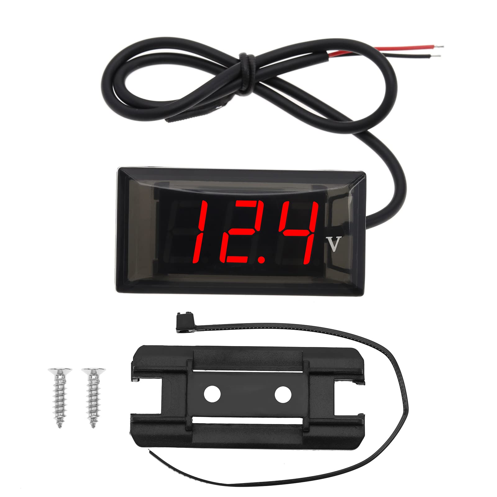 eMagTech DC 12V LED Digitalanzeige Modifiziertes Voltmeter Motorrad Voltmeter Mini Wasserdichtes Voltmeter Zubehör für Auto Motorrad Fahrrad Rot von eMagTech