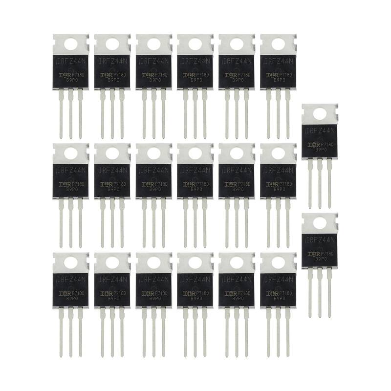 eMagTech IRFZ44N Transistor N-Kanal Gleichrichter MOSFET-Transistor 49A 55V 3-Pin Spannungsregler TO-220 20 Stück von eMagTech