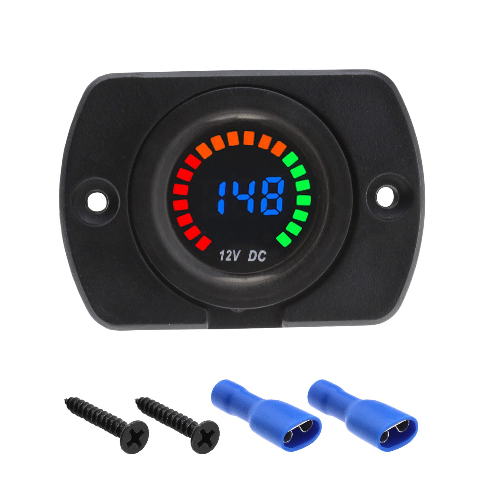 eMagTech LED Digital Voltmeter Spannungsmessgerät 12V Wasserdichtes Batterie Tester mit LED-Licht Digitalbildschirm für Marine Auto Motorrad Boot Wohnmobil LKW ATV UTV von eMagTech