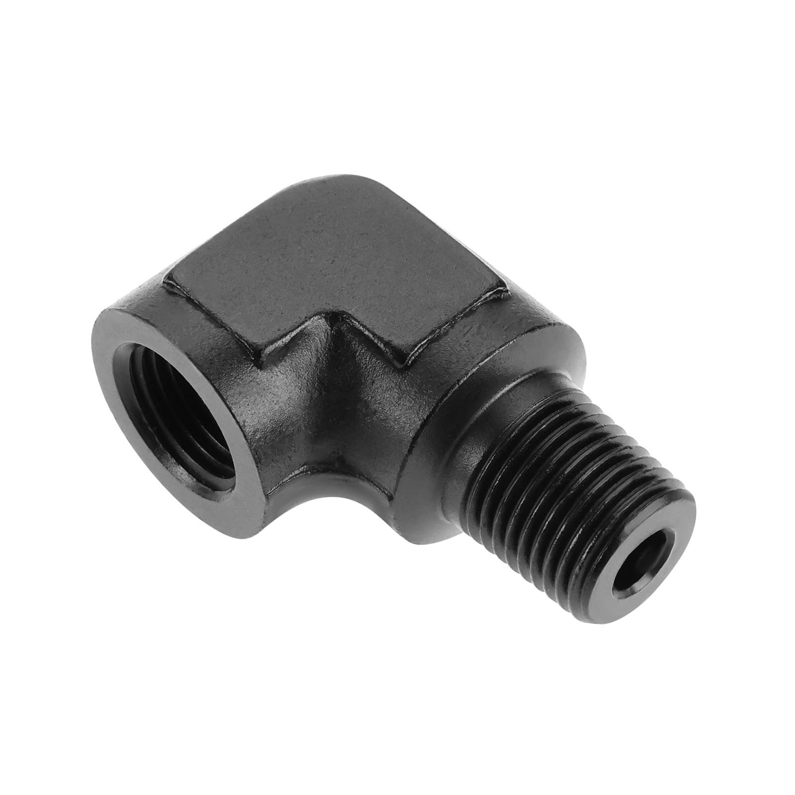 eMagTech Schwarzer 1/8 Zoll NPT-Innengewinde auf 1/8 Zoll NPT-Außengewinde-Anschlussadapter Aluminiumlegierung 90-Grad-Adapter für Öl Kraftstoff Wasser Flüssigkeit Luft Anschlussstück von eMagTech