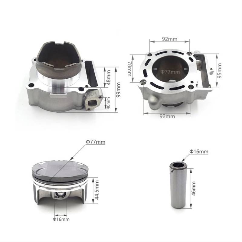 NC250 Motorrad-Motorkomponenten, Luftzylinderblock, Kolbenring, Dichtung, Lagerkopfstift, Dichtungspolster, 77 mm, kompatibel mit ZS177MM und ähnlichen Modellen(Cylinder Block Set) von eRgDFS