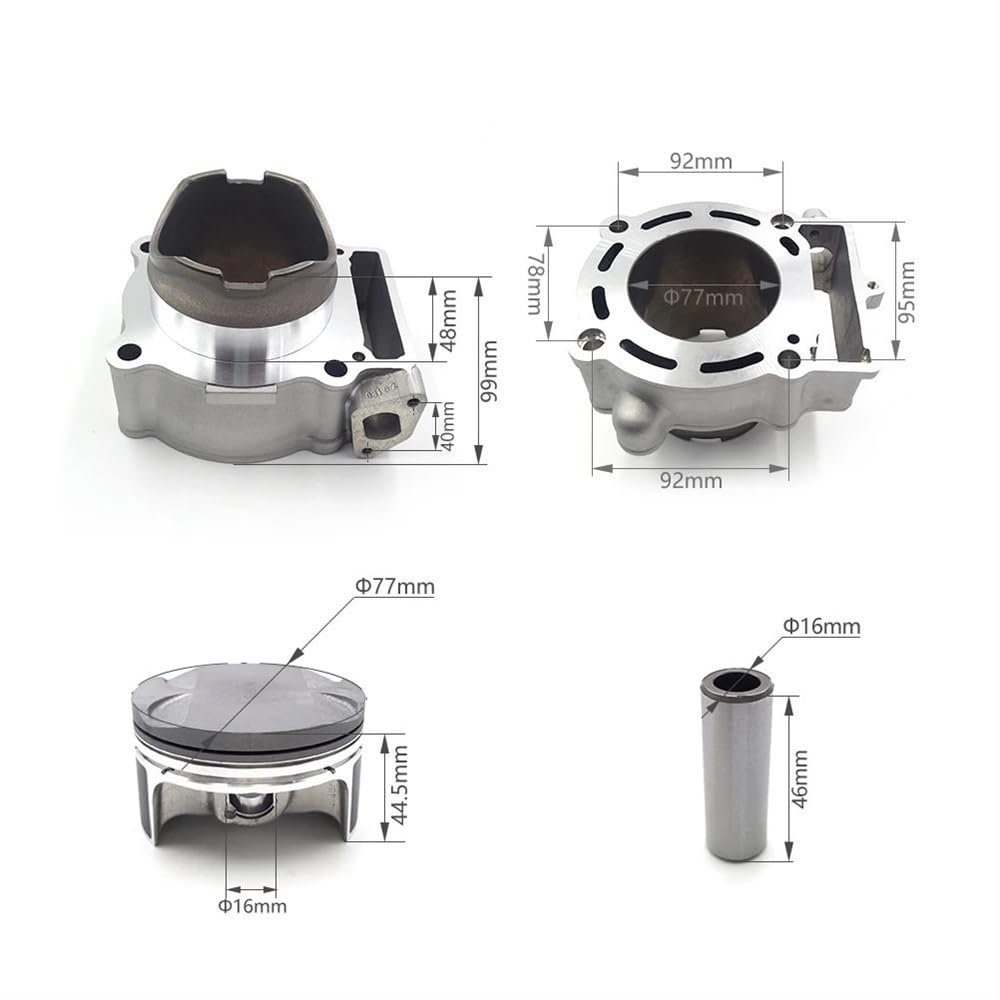 NC250 Motorrad-Motorkomponenten, Luftzylinderblock, Kolbenring, Dichtung, Lagerkopfstift, Dichtungspolster, 77 mm, kompatibel mit ZS177MM und ähnlichen Modellen(Piston Ring Set) von eRgDFS