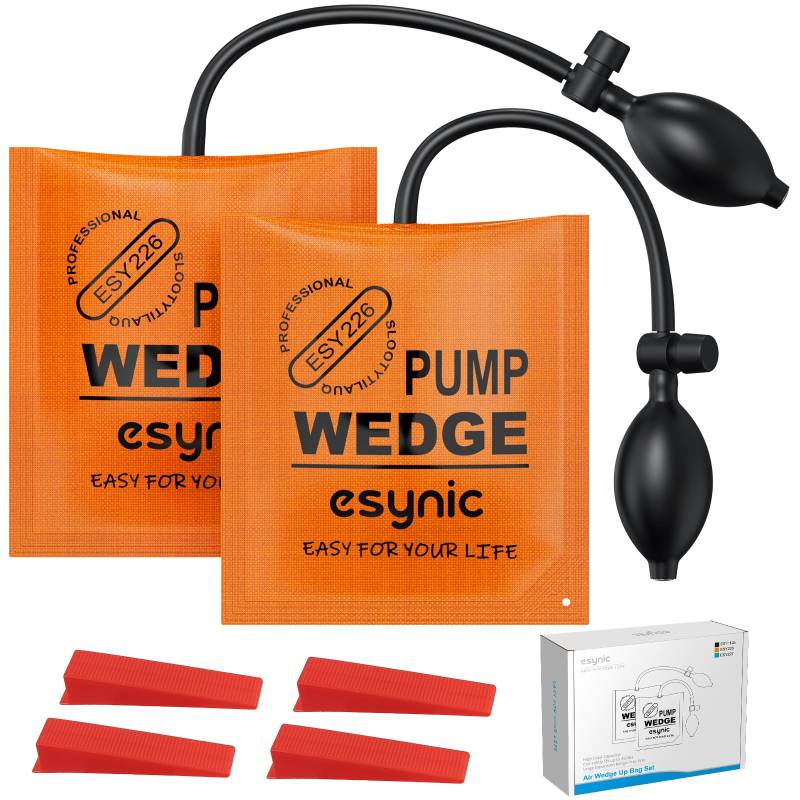 eSynic 2 Stück Montagekissen Luftkissen Air Pump Wedge Luftkissen Tragfähigkeit 297lbs/134KG für Tür Fenster Montage - Orange von eSynic