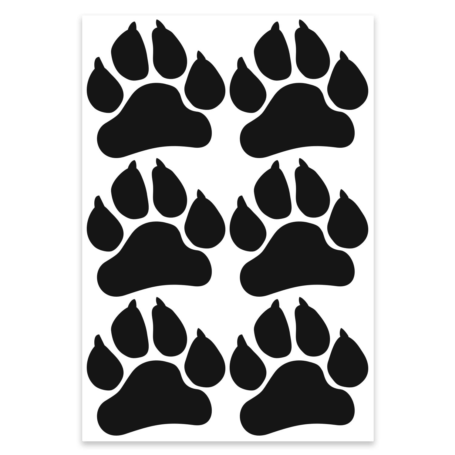 6er Set Aufkleber Tier-Pfoten-Abdruck I kfz_493 I schwarz I 5 x 5 cm I Hunde-Pfoten Katzen-Pfoten I Kfz Motorrad Roller Laptop Handy I wetterfest von easydruck24de