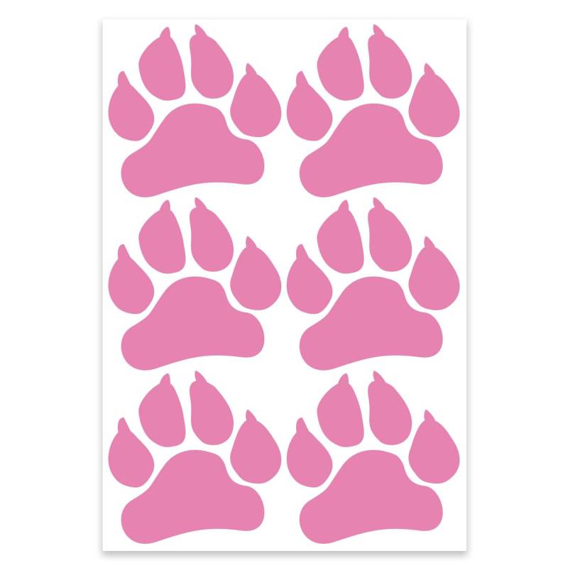 6er Set Aufkleber Tier-Pfoten-Abdruck I kfz497 pink I 10 x 10 cm groß I Hunde-Pfoten Katzen-Pfoten Iunde für Kfz LKW Laptop I wetterfest von easydruck24de