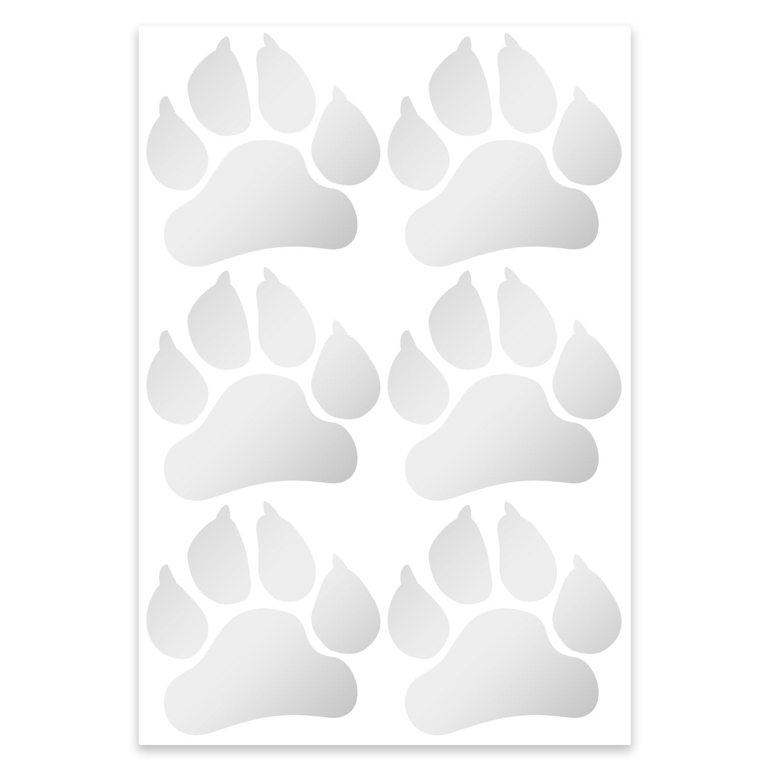 6er Set Aufkleber Tier-Pfoten-Abdruck I kfz_499 silber I 10 x 10 cm groß I Hunde-Pfoten Katzen-Pfoten Iunde für Kfz LKW Laptop I wetterfest von easydruck24de