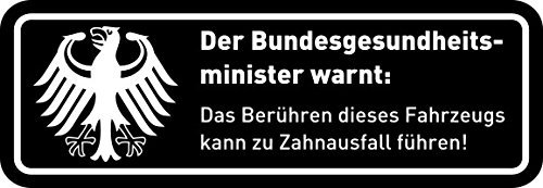 easydruck24de Fun-Aufkleber Warnung Zahnausfall I lustiger Spruch für Motorrad Mofa, als Auto-Aufkleber Fahrrad-Aufkleber I wetterfest (Schwarz - 15 x 5 cm) von easydruck24de